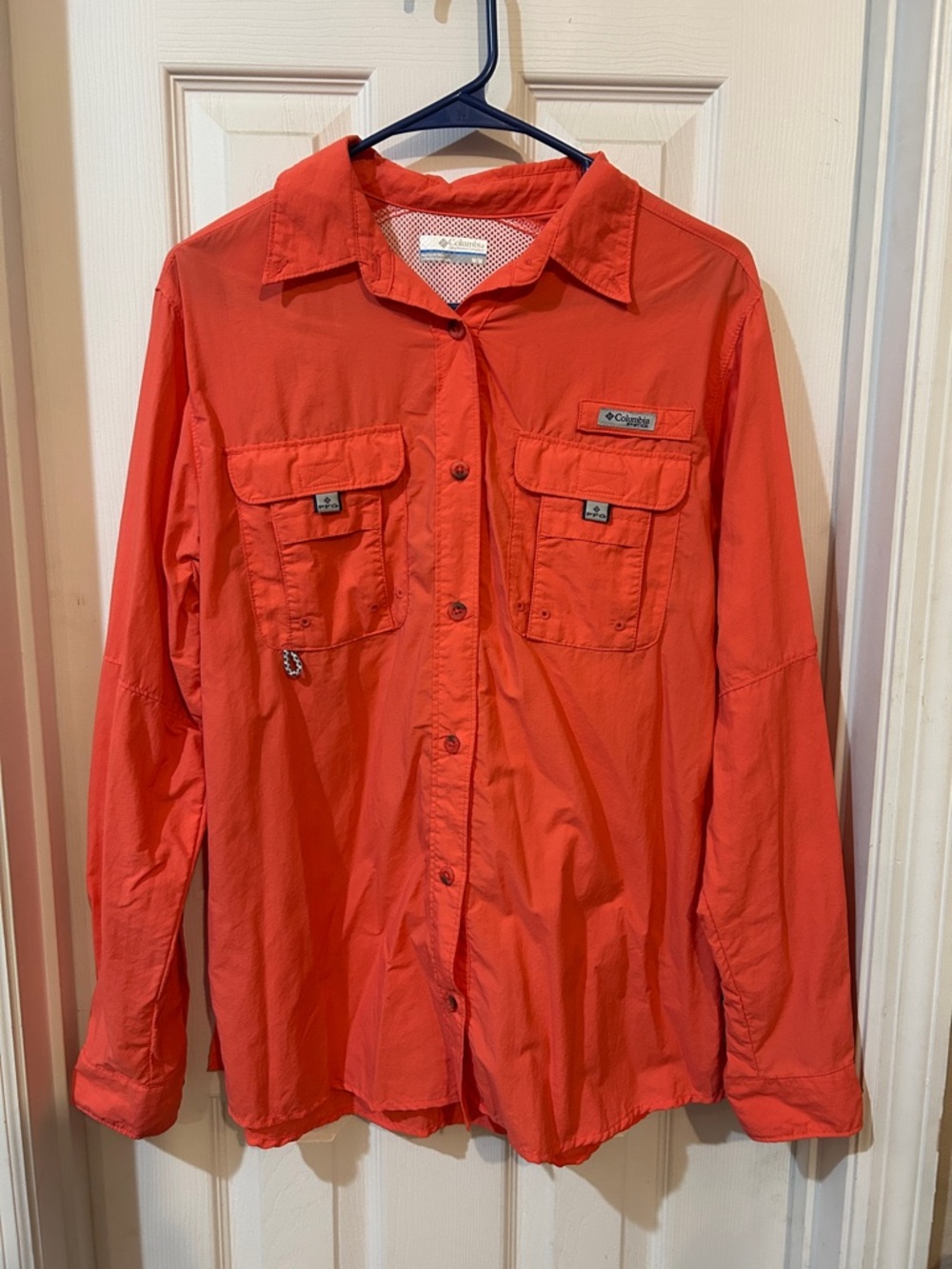 Columbia Unisex Coral-Red Lightweight Button-Up Shirt Jacket